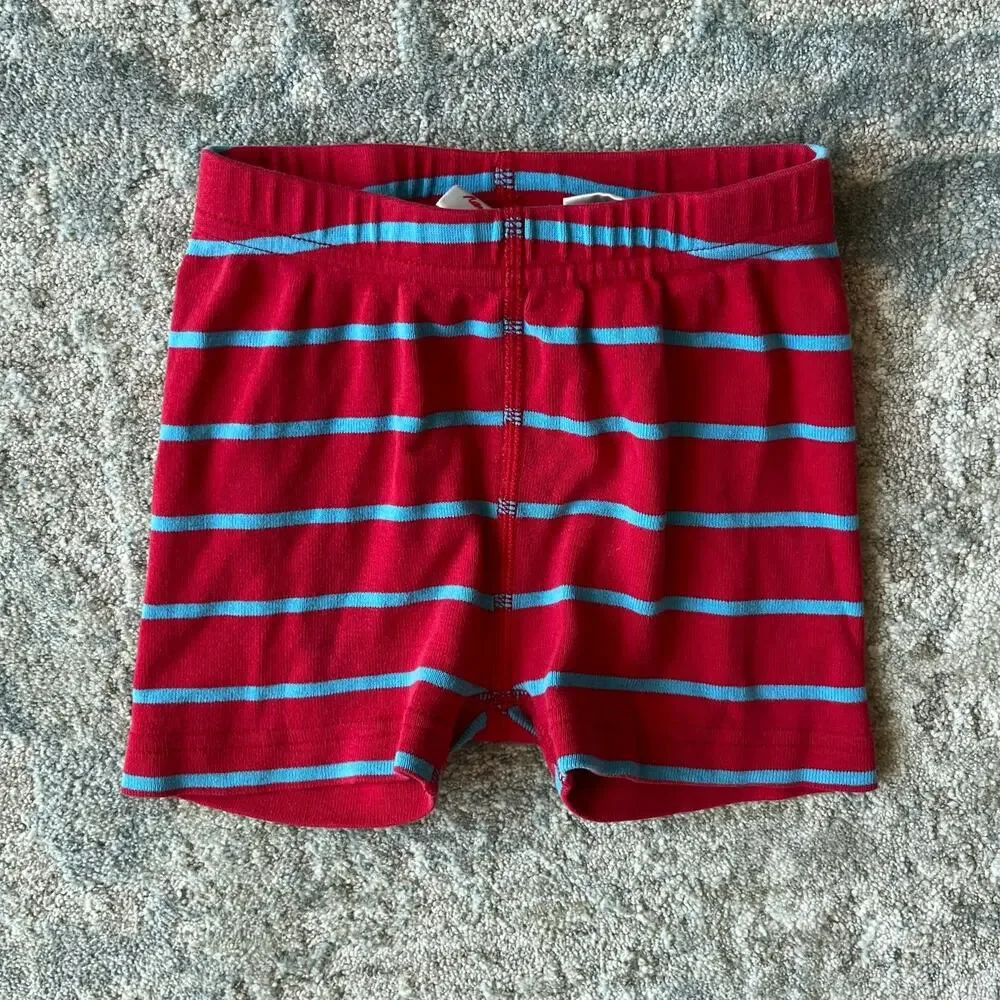 Hanna Andersson Red Striped Bicycle Short John Pajamas 80 cm 18-24 Months